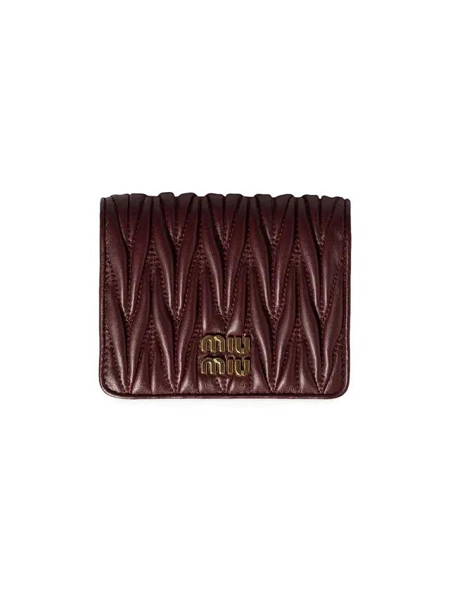 Miu Miu Women's  Matelassé Nappa Leather Wallet - Dark Red
