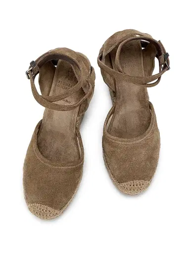 Brunello Cucinelli Women's 80MM Suede Ankle Wrap Espadrilles | Thumbnail 4 Brunello Cucinelli Women's 80MM Suede Ankle Wrap Espadrilles | Thumbnail 4