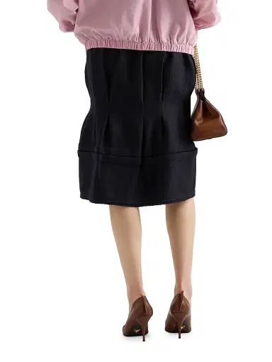 Prada Women's Chevron Wool Midi Skirt - Blue | Thumbnail 3