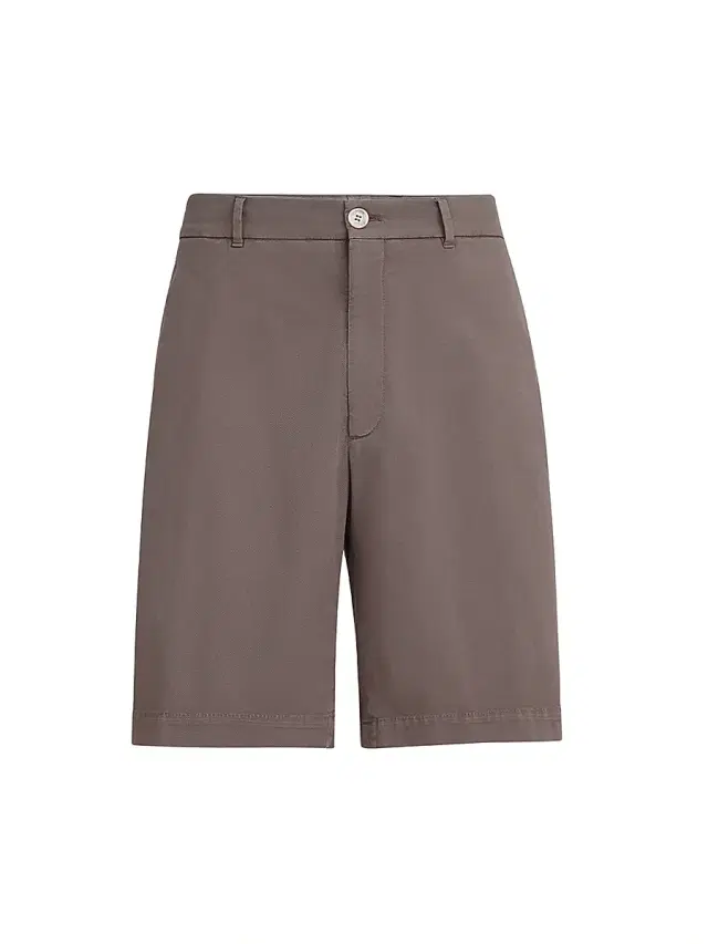 Brunello Cucinelli Men's Bermuda Shorts in American Pima Cotton Comfort Gabardine - Hazelnut
