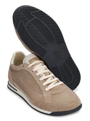 Brunello Cucinelli Men's Textured Suede Low-Top Sneakers - Brown - Size 9 | Thumbnail 5