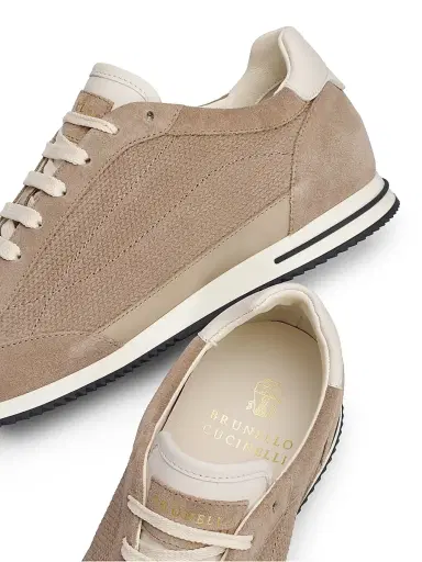 Brunello Cucinelli Men's Textured Suede Low-Top Sneakers - Brown - Size 9 | Thumbnail 6