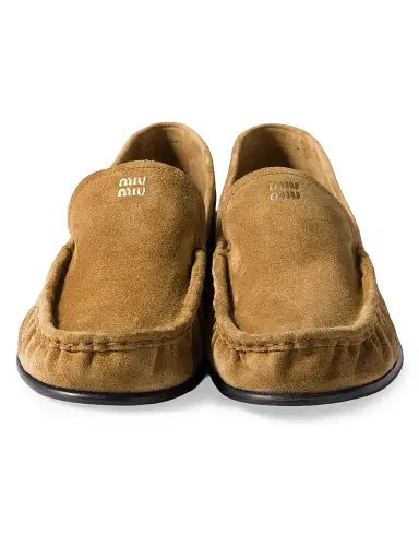 Miu Miu Women's Suede Loafers - Beige | Thumbnail 2 Miu Miu Women's Suede Loafers - Beige | Thumbnail 2