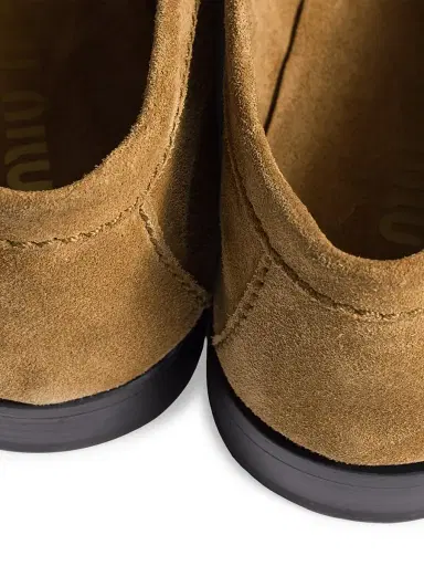 Miu Miu Women's Suede Loafers - Beige | Thumbnail 3 Miu Miu Women's Suede Loafers - Beige | Thumbnail 3