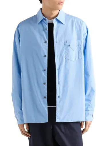 Prada Men's Cotton Shirt - Sky Blue | Thumbnail 2 Prada Men's Cotton Shirt - Sky Blue | Thumbnail 2