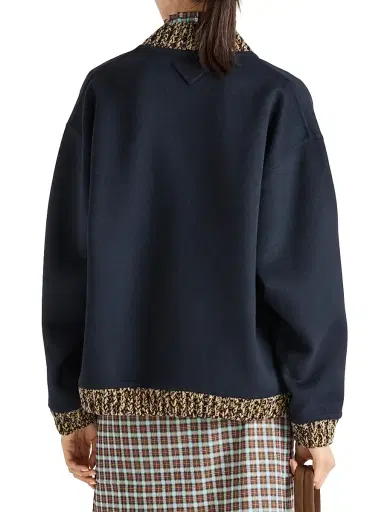 Prada Women's Double Cashmere and Wool Bomber Jacket - Blue - Size 10 | Thumbnail 3