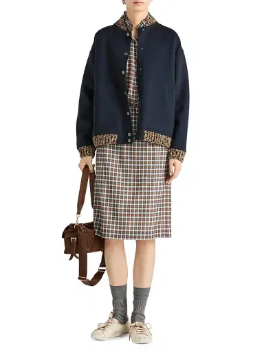 Prada Women's Double Cashmere and Wool Bomber Jacket - Blue - Size 10 | Thumbnail 7