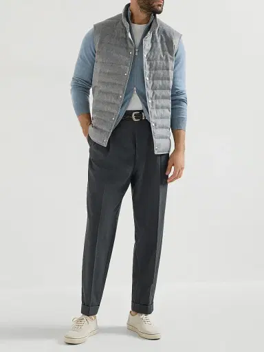 Brunello Cucinelli Men's Cashmere Turtleneck Cardigan with Zipper - Slate | Thumbnail 6 Brunello Cucinelli Men's Cashmere Turtleneck Cardigan with Zipper - Slate | Thumbnail 6