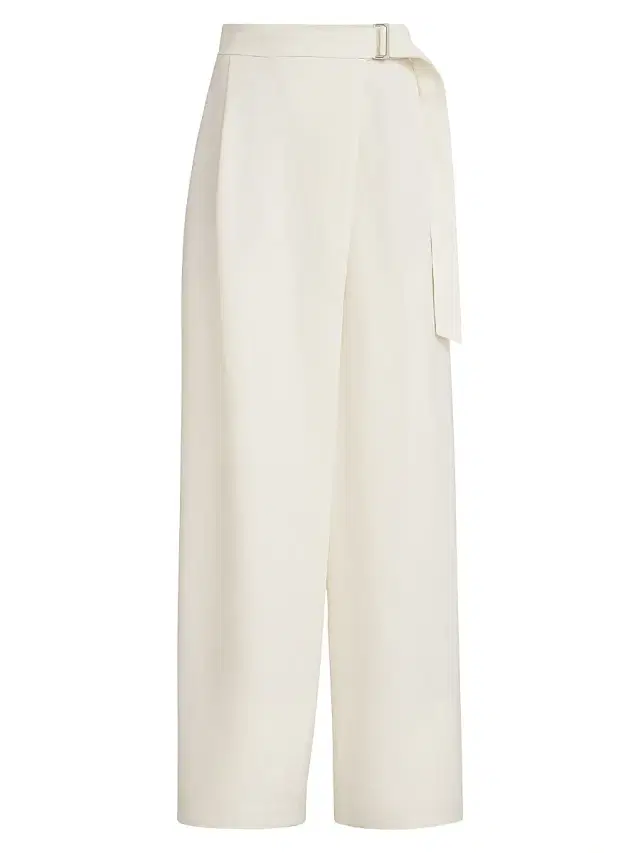 Brunello Cucinelli Women's Viscose and Linen Fluid Twill Sartorial Wrap Trousers -