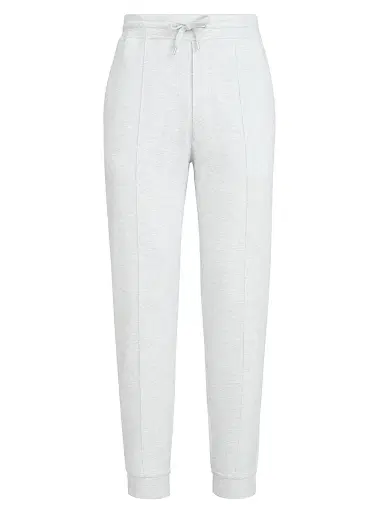 Brunello Cucinelli Men's Techno Cotton French Terry Trousers with Crête Detail - Pearl Grey - Size XXXL | Thumbnail 1 Brunello Cucinelli Men's Techno Cotton French Terry Trousers with Crête Detail - Pearl Grey - Size XXXL | Thumbnail 1