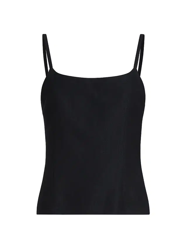 Brunello Cucinelli Women's Viscose and Linen Fluid Twill Top with Monili - Black