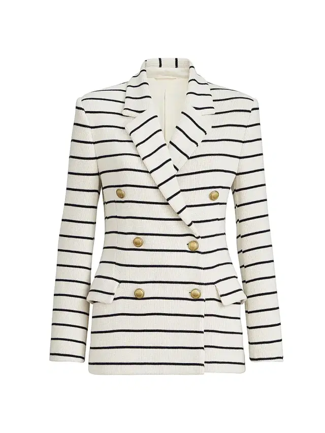 Brunello Cucinelli Women's Cotton Striped Knit Blazer with Monili