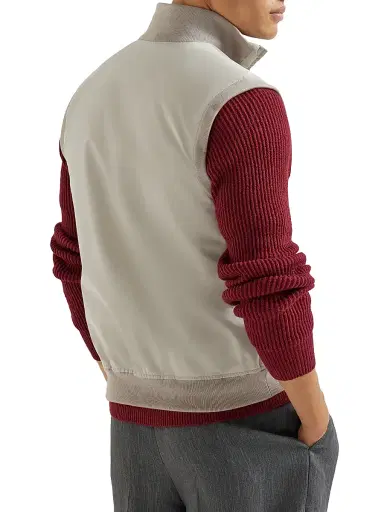 Brunello Cucinelli Men's Bonded Nylon Vest with Thermore Padding - Dove Grey - Size 52 | Thumbnail 3