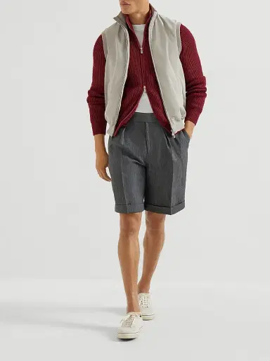 Brunello Cucinelli Men's Bonded Nylon Vest with Thermore Padding - Dove Grey - Size 52 | Thumbnail 6