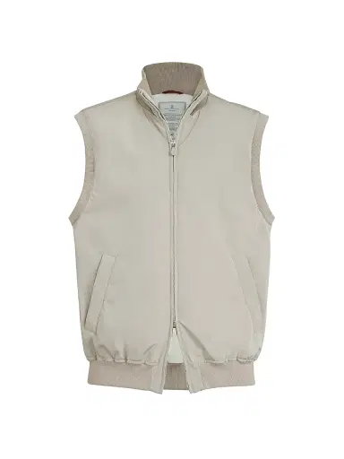 Brunello Cucinelli Men's Bonded Nylon Vest with Thermore Padding - Dove Grey - Size 52 | Thumbnail 1