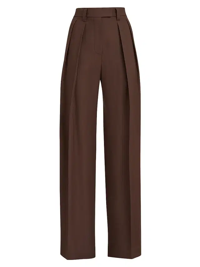 Brunello Cucinelli Women's Viscose and Linen Fluid Twill Sartorial Wide Trousers - Cocoa