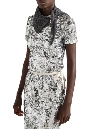 Prada Women's Embroidered Sequin Top - Silver | Thumbnail 2 Prada Women's Embroidered Sequin Top - Silver | Thumbnail 2