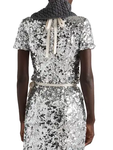Prada Women's Embroidered Sequin Top - Silver | Thumbnail 3 Prada Women's Embroidered Sequin Top - Silver | Thumbnail 3