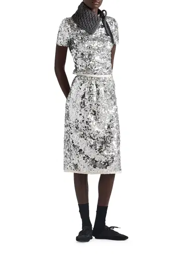 Prada Women's Embroidered Sequin Top - Silver | Thumbnail 6 Prada Women's Embroidered Sequin Top - Silver | Thumbnail 6