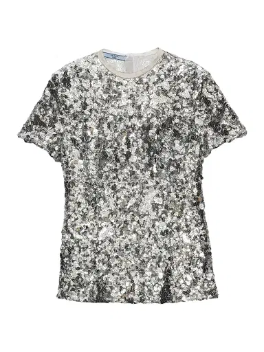Prada Women's Embroidered Sequin Top - Silver | Thumbnail 1 Prada Women's Embroidered Sequin Top - Silver | Thumbnail 1