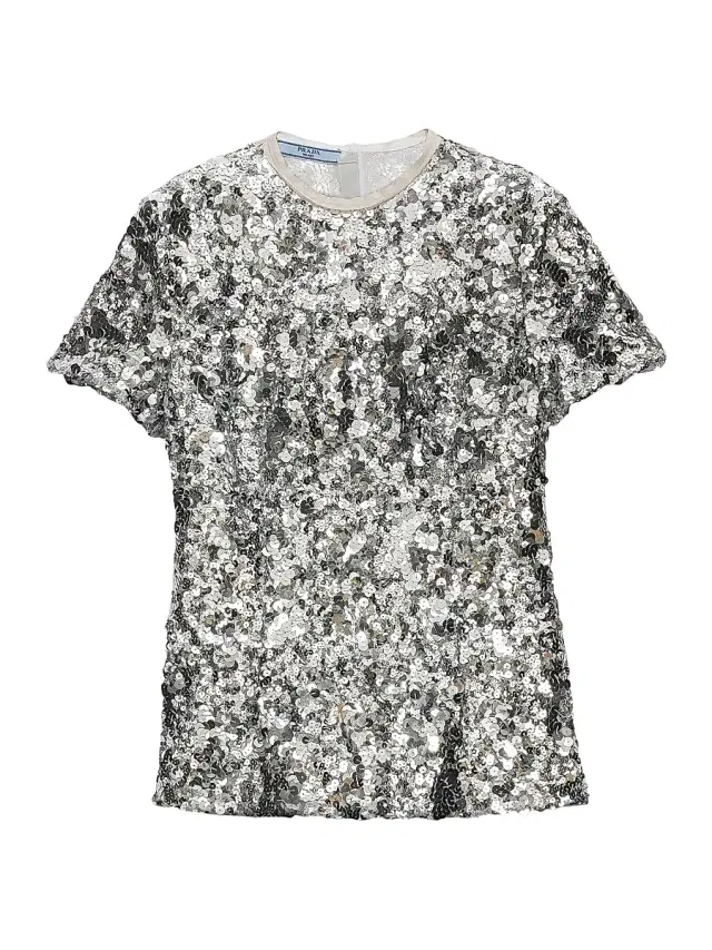Women's Embroidered Sequin Top - Silver
