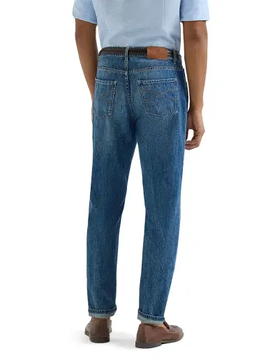 Brunello Cucinelli Men's Lightweight Denim Traditional Fit Five Pocket Jeans - Medium Denim | Thumbnail 3