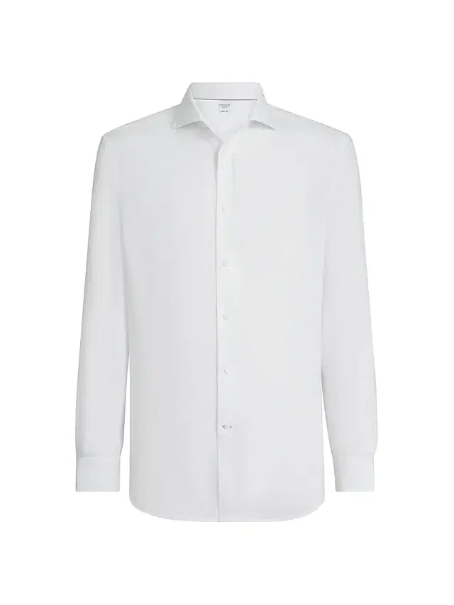 Brunello Cucinelli Men's Linen Easy Fit Shirt with Spread Collar