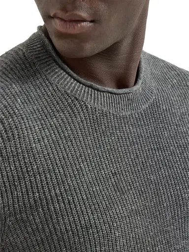 Brunello Cucinelli Men's Linen and Cotton Half English Rib Knit T-Shirt | Thumbnail 4 Brunello Cucinelli Men's Linen and Cotton Half English Rib Knit T-Shirt | Thumbnail 4