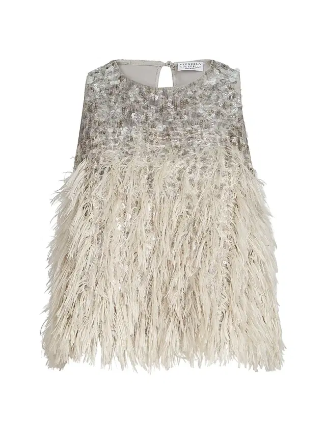 Brunello Cucinelli Women's Dazzling Dégradé Top in Cotton and Silk Fil Coupé