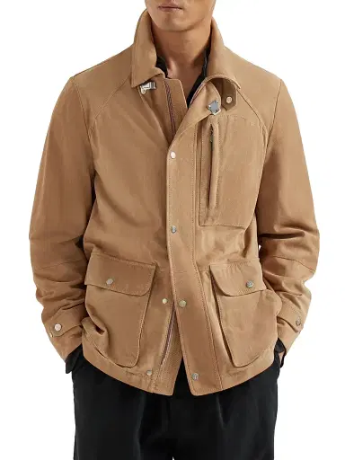 Brunello Cucinelli Men's Suede Unlined Field Jacket | Thumbnail 2