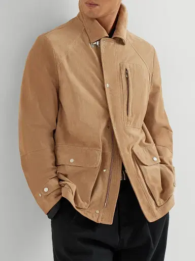 Brunello Cucinelli Men's Suede Unlined Field Jacket | Thumbnail 4
