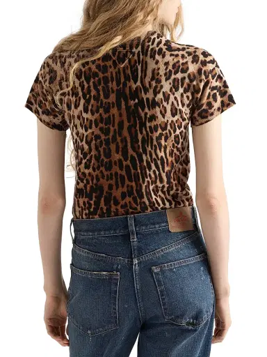 Prada Women's Short-Sleeved Printed Cashmere Sweater - Brown Black - Size 4 | Thumbnail 3 Prada Women's Short-Sleeved Printed Cashmere Sweater - Brown Black - Size 4 | Thumbnail 3