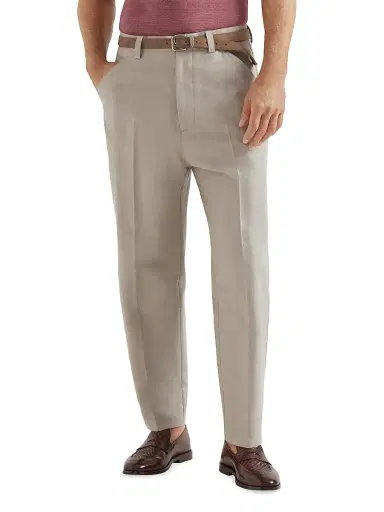 Brunello Cucinelli Men's Cotton and Linen Panama Trousers - Dove Grey - Size 48 | Thumbnail 2
