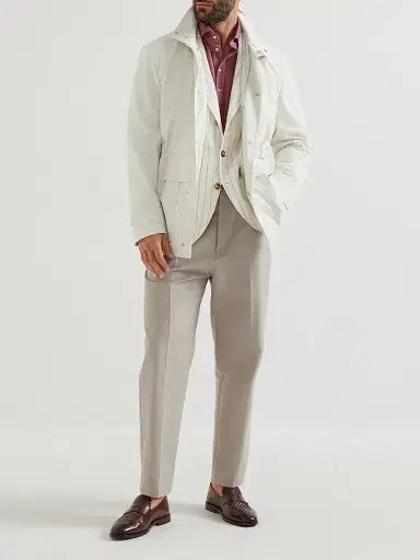 Brunello Cucinelli Men's Cotton and Linen Panama Trousers - Dove Grey - Size 48 | Thumbnail 6