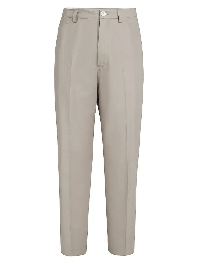 Brunello Cucinelli Men's Cotton and Linen Panama Trousers - Dove Grey - Size 48