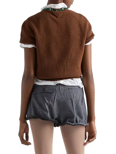 Prada Women's Wool and Cashmere Crew-Neck Sweater - Brown | Thumbnail 3 Prada Women's Wool and Cashmere Crew-Neck Sweater - Brown | Thumbnail 3