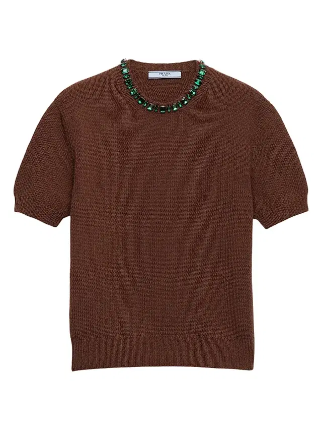 Women's Wool and Cashmere Crew-Neck Sweater - Brown