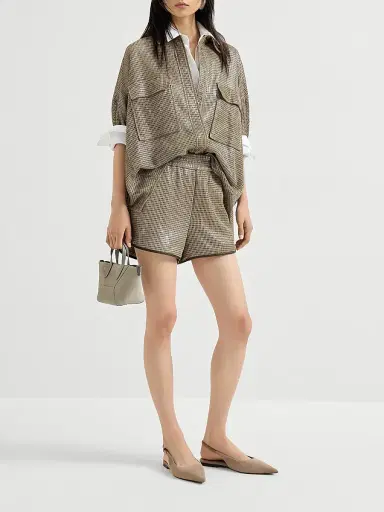 Brunello Cucinelli Women's Sparkling Leather Net Shirt | Thumbnail 6 Brunello Cucinelli Women's Sparkling Leather Net Shirt | Thumbnail 6