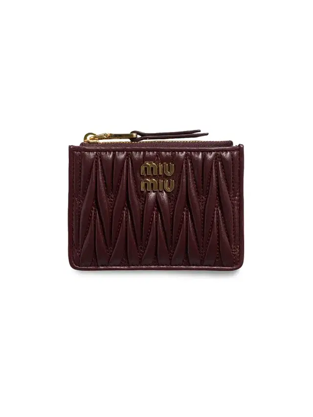 Miu Miu Women's Matelassé Nappa Leather Card Holder - Dark Red