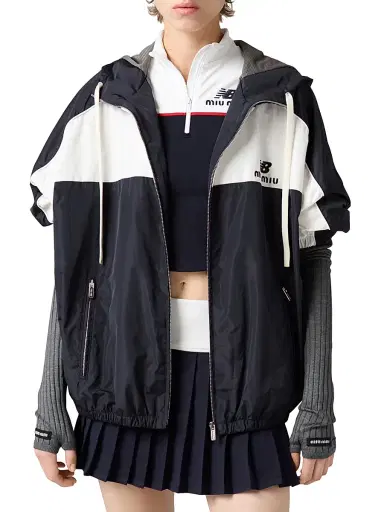 Miu Miu Women's New Balance X with Coco Gauff Technical Poplin Hoodie Jacket - Blue - Size 8 | Thumbnail 2 Miu Miu Women's New Balance X with Coco Gauff Technical Poplin Hoodie Jacket - Blue - Size 8 | Thumbnail 2