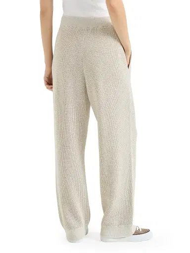 Brunello Cucinelli Women's Cotton Sparkling Net Knit Trousers - Oat | Thumbnail 4 Brunello Cucinelli Women's Cotton Sparkling Net Knit Trousers - Oat | Thumbnail 4