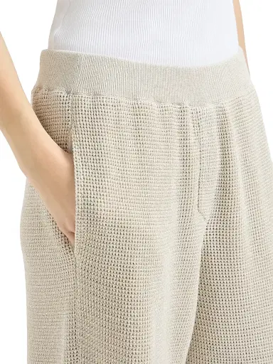 Brunello Cucinelli Women's Cotton Sparkling Net Knit Trousers - Oat | Thumbnail 5 Brunello Cucinelli Women's Cotton Sparkling Net Knit Trousers - Oat | Thumbnail 5