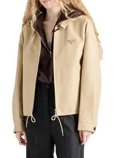 Prada Women's Nappa Leather Blouson Jacket - Beige Khaki - Size 2 | Thumbnail 2 Prada Women's Nappa Leather Blouson Jacket - Beige Khaki - Size 2 | Thumbnail 2