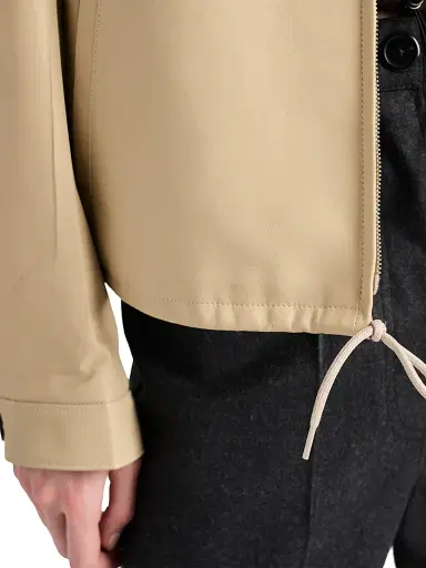 Prada Women's Nappa Leather Blouson Jacket - Beige Khaki - Size 2 | Thumbnail 6 Prada Women's Nappa Leather Blouson Jacket - Beige Khaki - Size 2 | Thumbnail 6