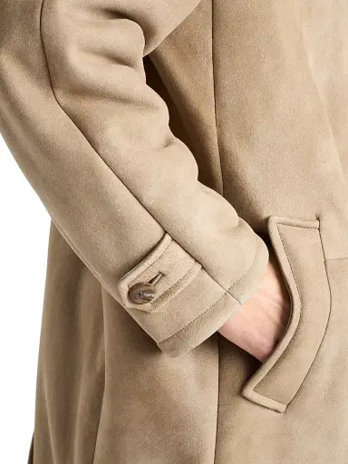 Prada Men's Shearling Long Coat - Beige - Size 42 | Thumbnail 5