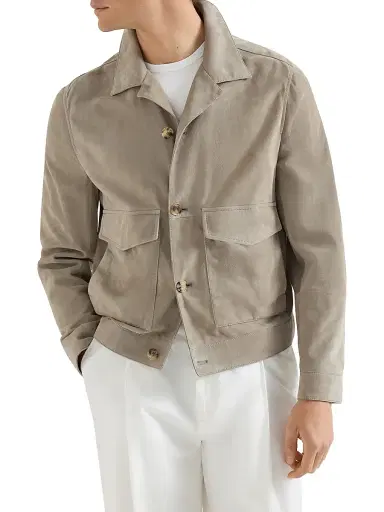 Brunello Cucinelli Men's Suede Unlined Outerwear Jacket | Thumbnail 2 Brunello Cucinelli Men's Suede Unlined Outerwear Jacket | Thumbnail 2