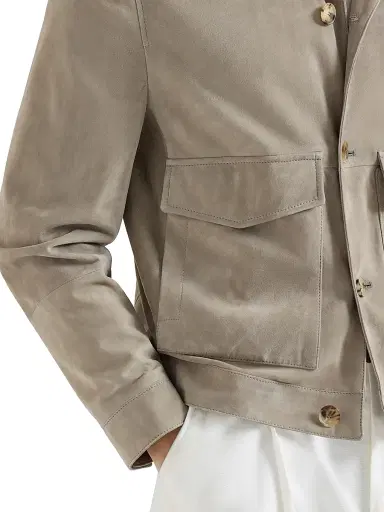 Brunello Cucinelli Men's Suede Unlined Outerwear Jacket | Thumbnail 5 Brunello Cucinelli Men's Suede Unlined Outerwear Jacket | Thumbnail 5