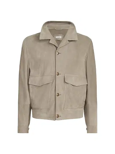 Brunello Cucinelli Men's Suede Unlined Outerwear Jacket | Thumbnail 1 Brunello Cucinelli Men's Suede Unlined Outerwear Jacket | Thumbnail 1