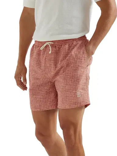 Brunello Cucinelli Men's Flower Print Nylon Swim Shorts - Apricot - Size XXL | Thumbnail 2