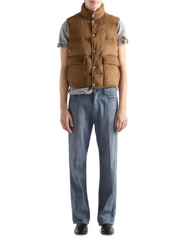 Prada Men's Suede Down Vest - Brown | Thumbnail 2